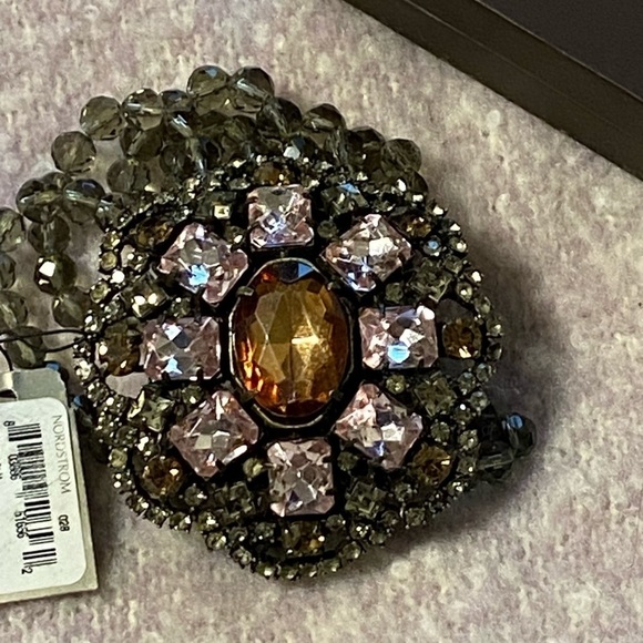 NORDSTROM Rhinestone Flower Multi Strand Beaded Stretch Bracelet, One Size - Picture 5 of 11